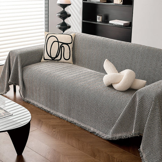 Copridivano lavabile in ciniglia a spina di pesce