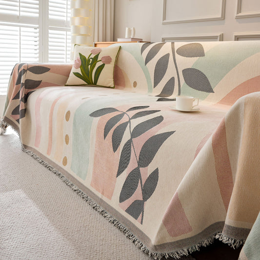 Copridivano vintage minimalista multiuso, morbido, naturale, botanico, adatto agli animali domestici, in peluche – Copridivano in tessuto resistente e floreale, nei toni della terra