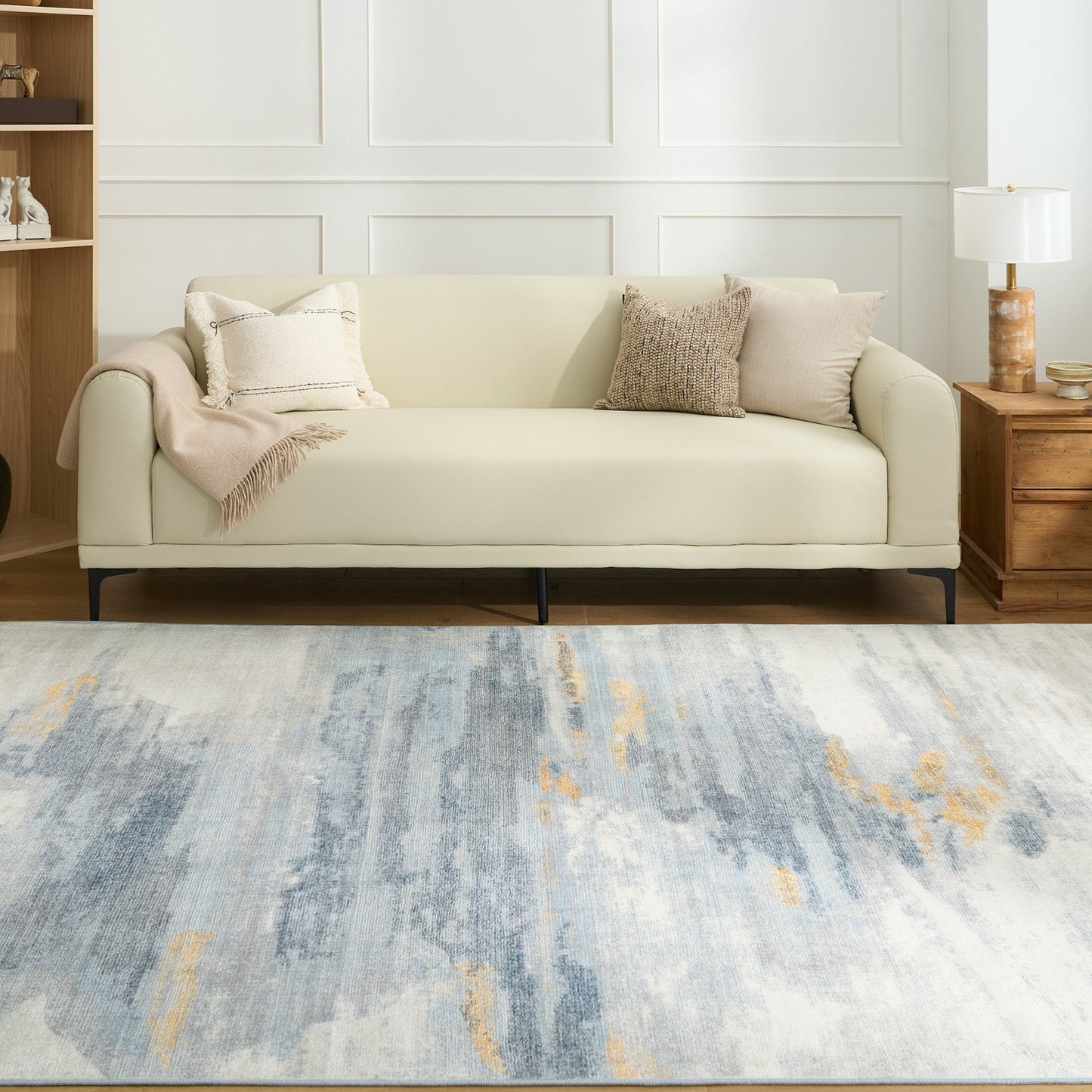 Tappeto lavabile facile da pulire, moderno astratto neutro spazzolato, resistente, anti-rovesciamento, adatto agli animali domestici, antiscivolo, per soggiorno