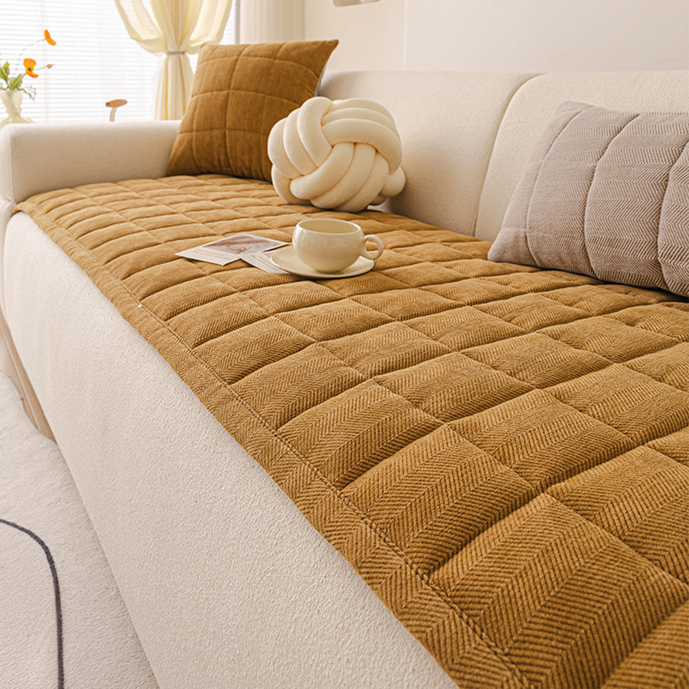 Copridivano antiscivolo in ciniglia a spina di pesce classica