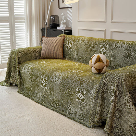 Copridivano vintage minimalista multiuso, con motivo tribale gemometrico, in colori pastello tenui, adatto agli animali domestici