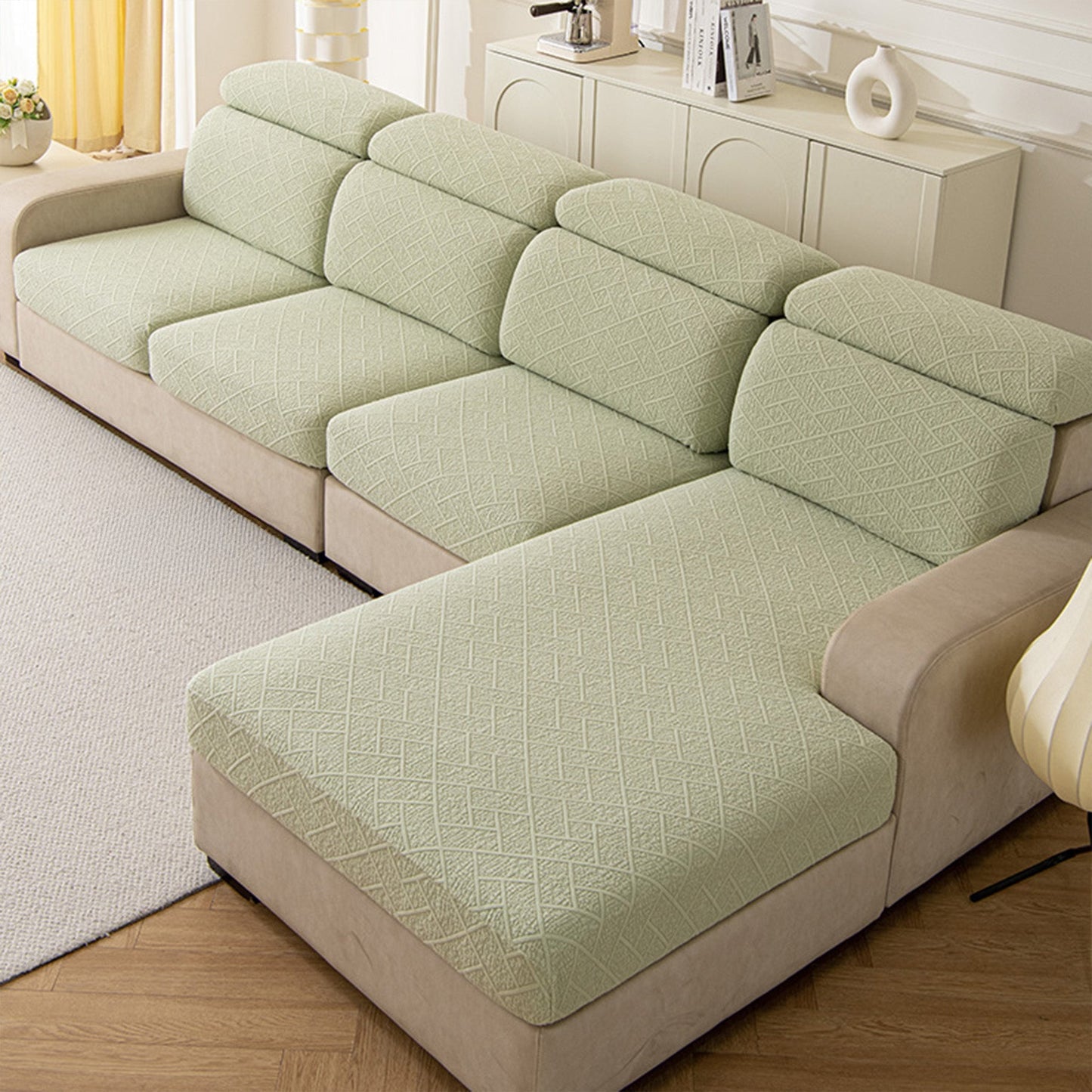 Copridivano elasticizzato di lusso in maglia a rombi - Protezione completa antigraffio per animali domestici