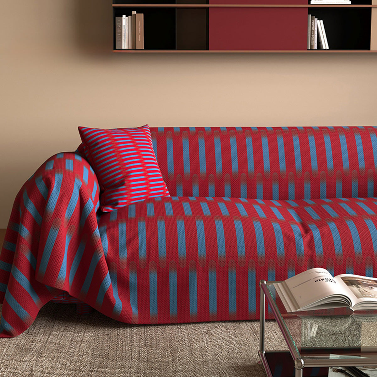 Fodera per divano antigraffio in look lino Retro Ribs