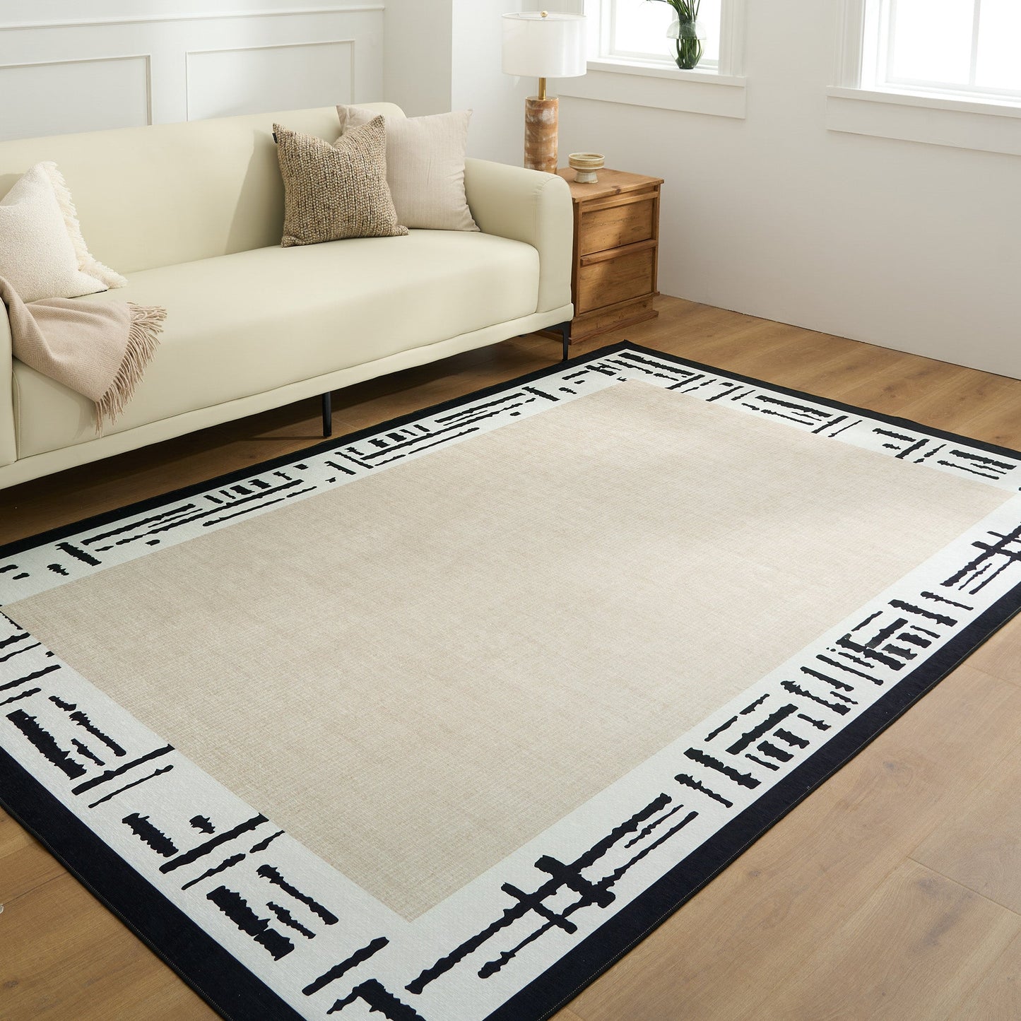 Tappeto lavabile facile da pulire, moderno, astratto, con bordo neutro, resistente, anti-rovesciamento, adatto agli animali domestici, antiscivolo, per soggiorno