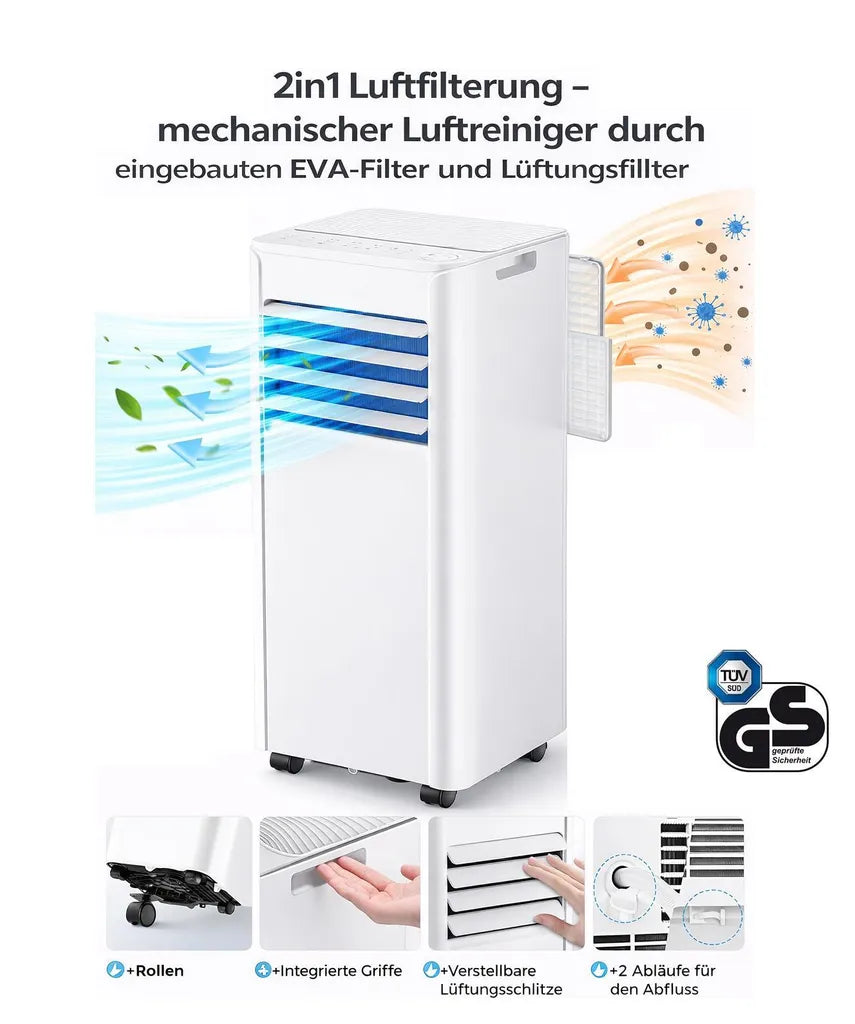 Condizionatore portatile 9000 BTU Vista dettagliata 2 โ Vivotee