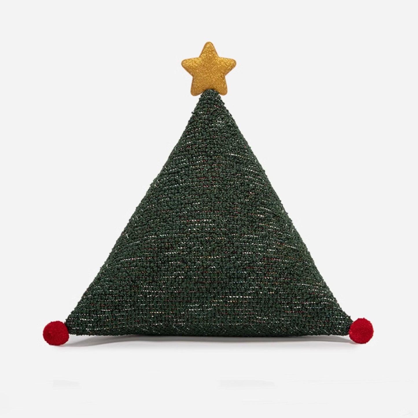 Cuscino natalizio in velluto a coste con pompon, decorazione natalizia
