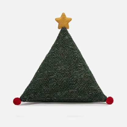 Cuscino natalizio in velluto a coste con pompon, decorazione natalizia