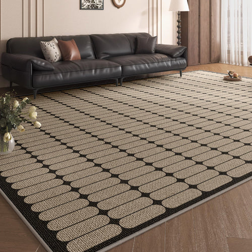 Tappeto moderno ovale facile da pulire, a prova di perdite, adatto agli animali domestici, geometrico, per soggiorno, in peluche