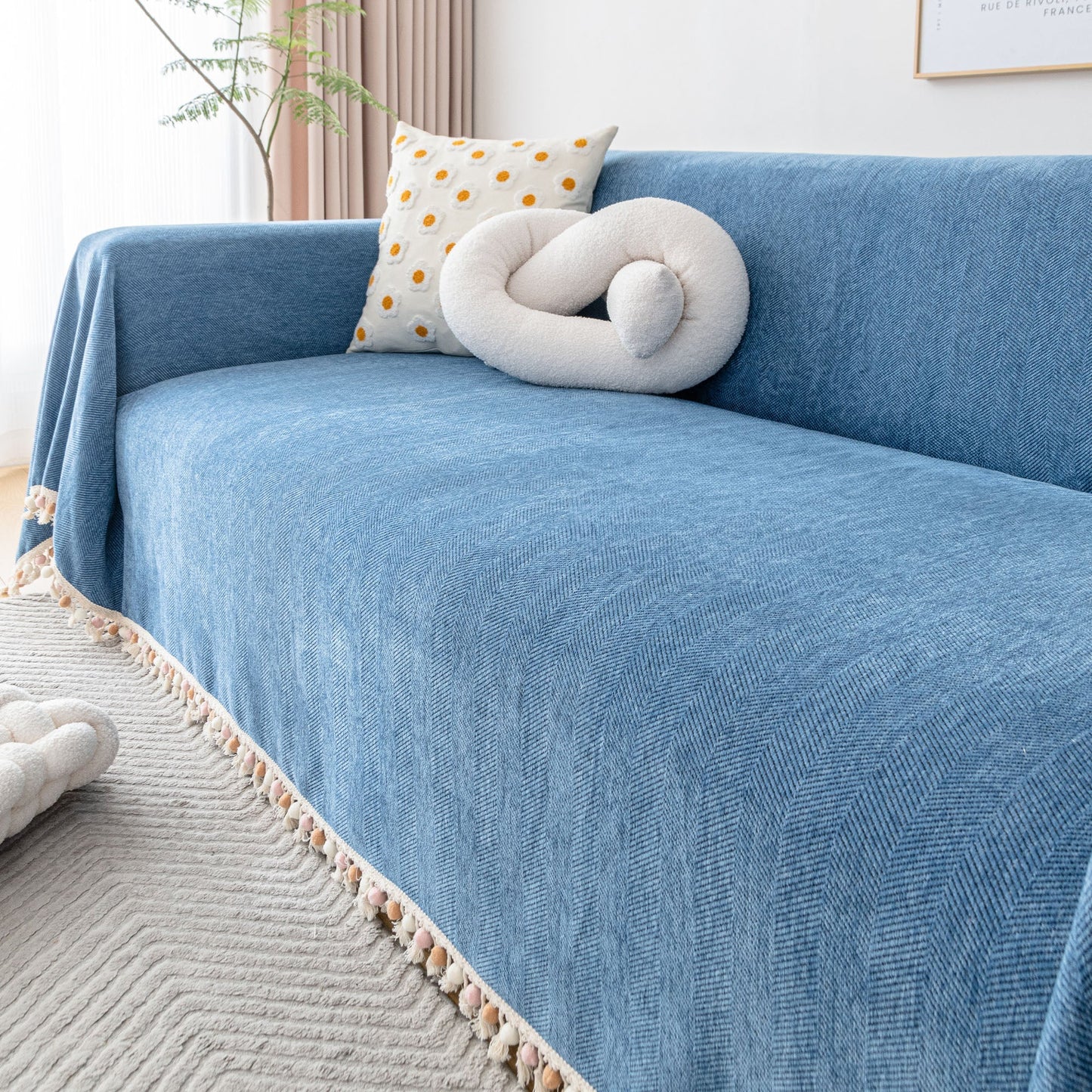 Copridivano Zig Zag con Frange di Lusso adatto agli animali domestici