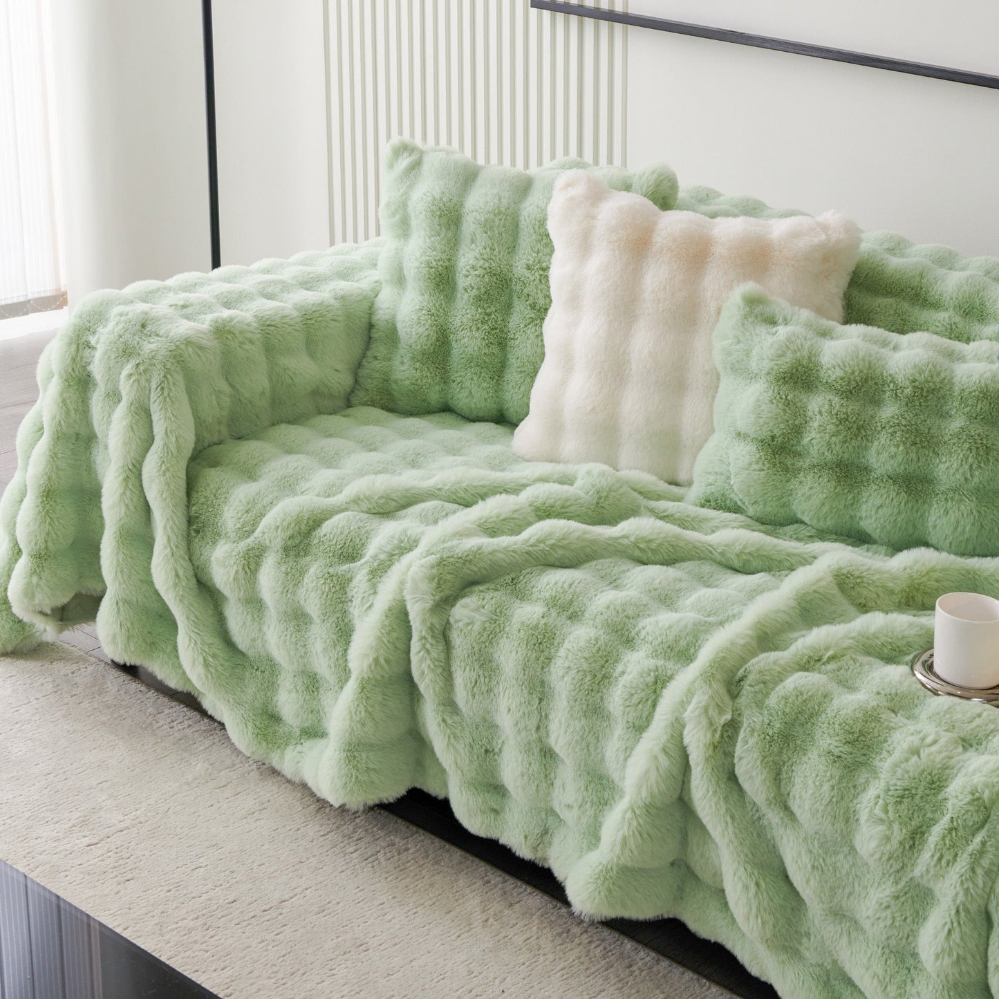 Copridivano in pelliccia sintetica Luxe Ripple