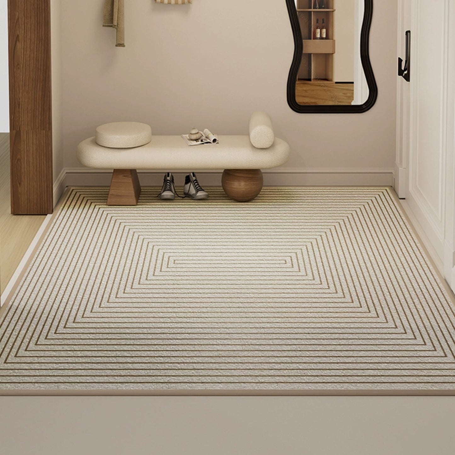 Tappeto Linear Elegance, facile da pulire, resistente, antiscivolo, adatto agli animali domestici, minimalista, zerbino da ingresso per interni