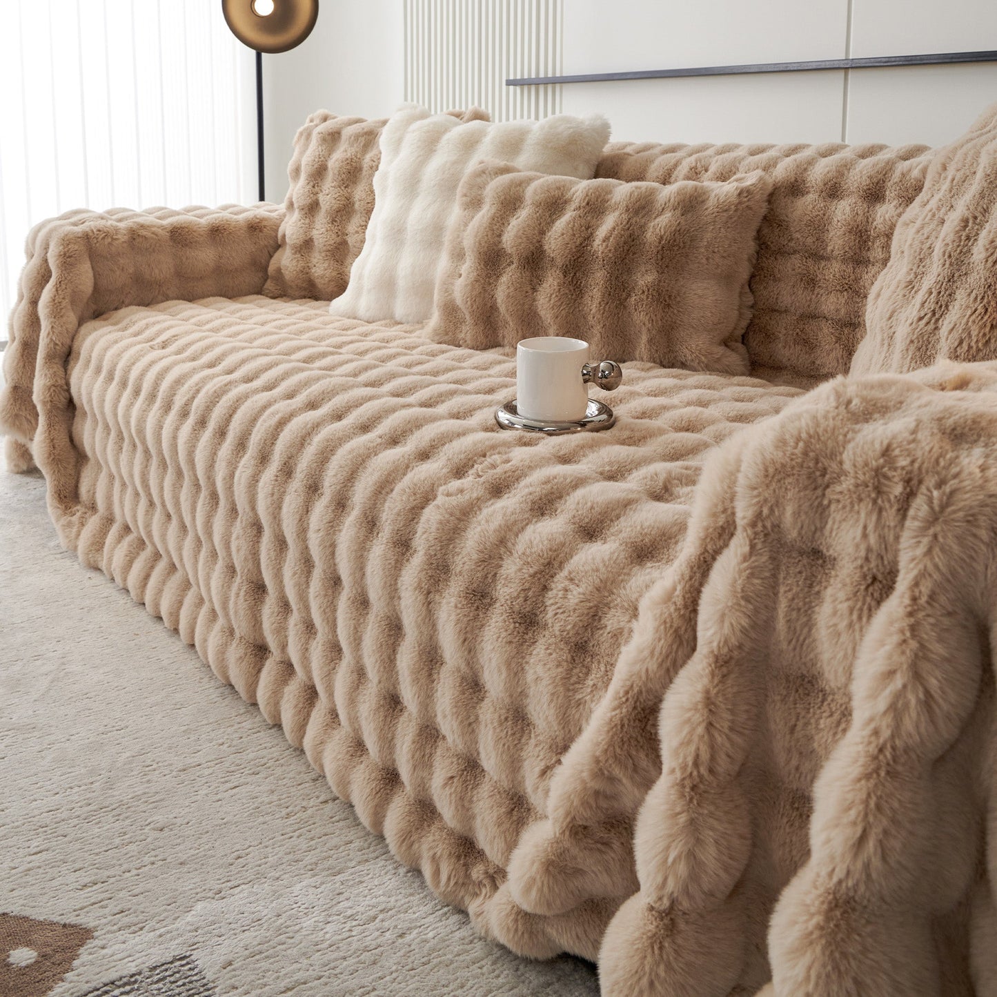 Copridivano in pelliccia sintetica Luxe Ripple