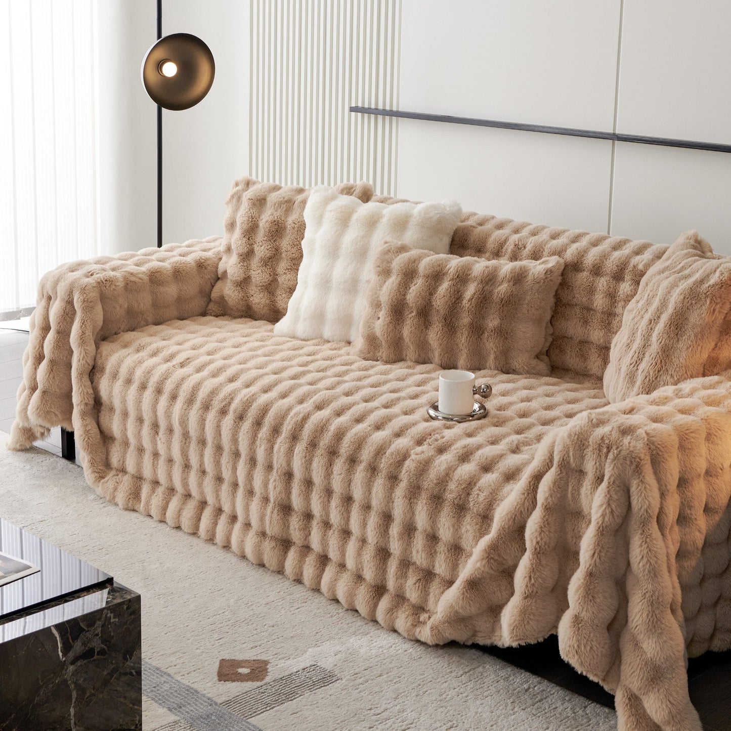Copridivano in pelliccia sintetica Luxe Ripple