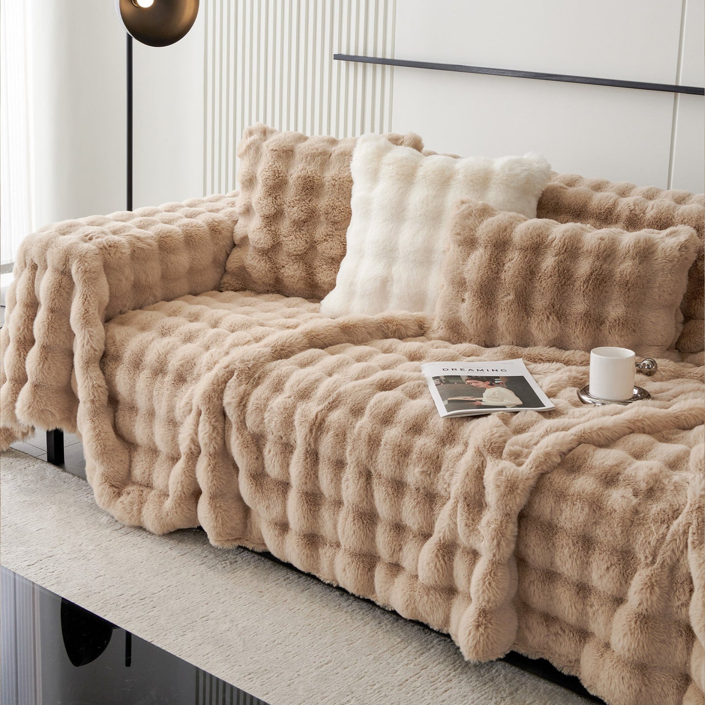 Copridivano in pelliccia sintetica Luxe Ripple
