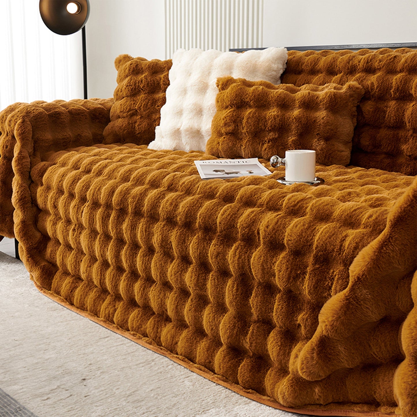 Copridivano in pelliccia sintetica Luxe Ripple