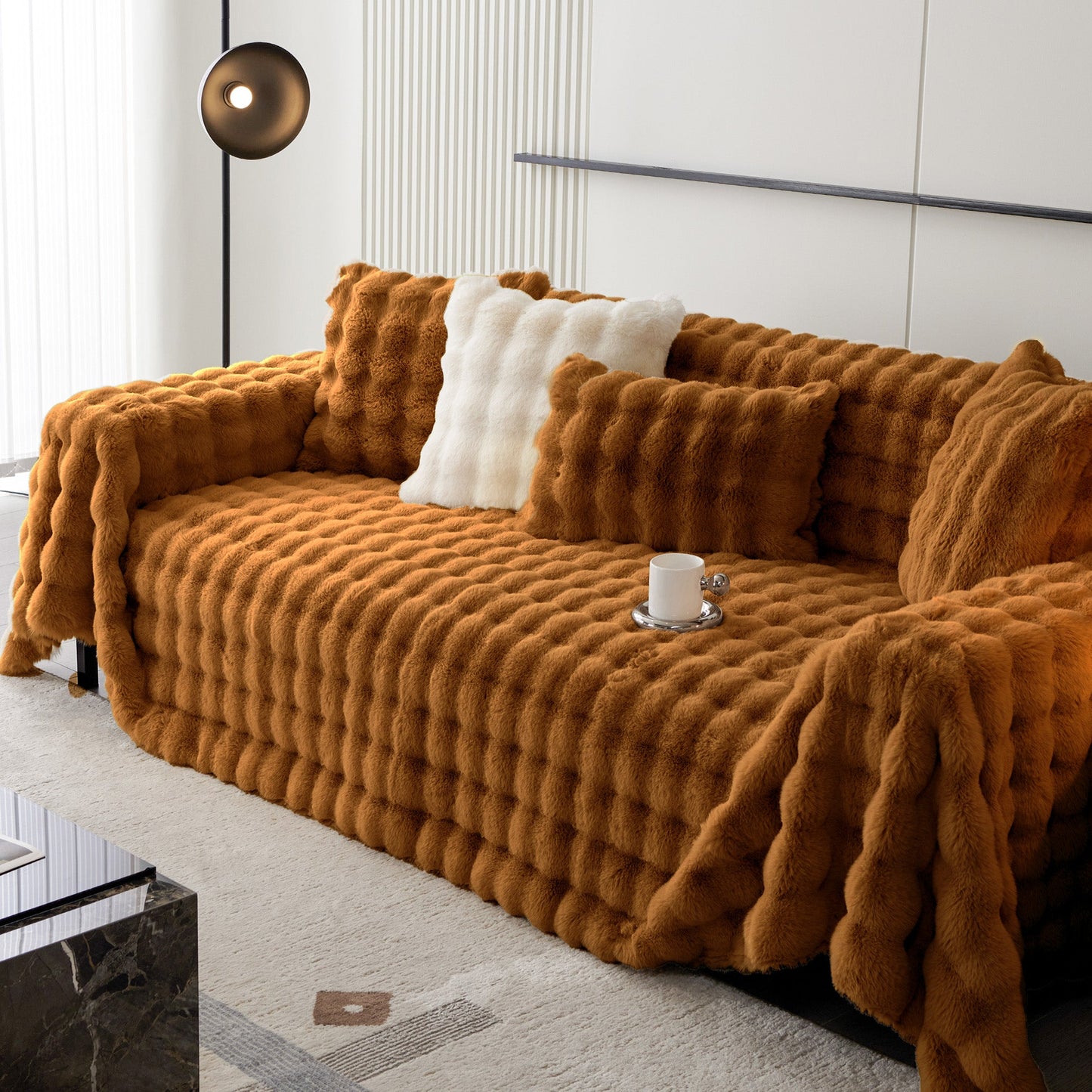 Copridivano in pelliccia sintetica Luxe Ripple