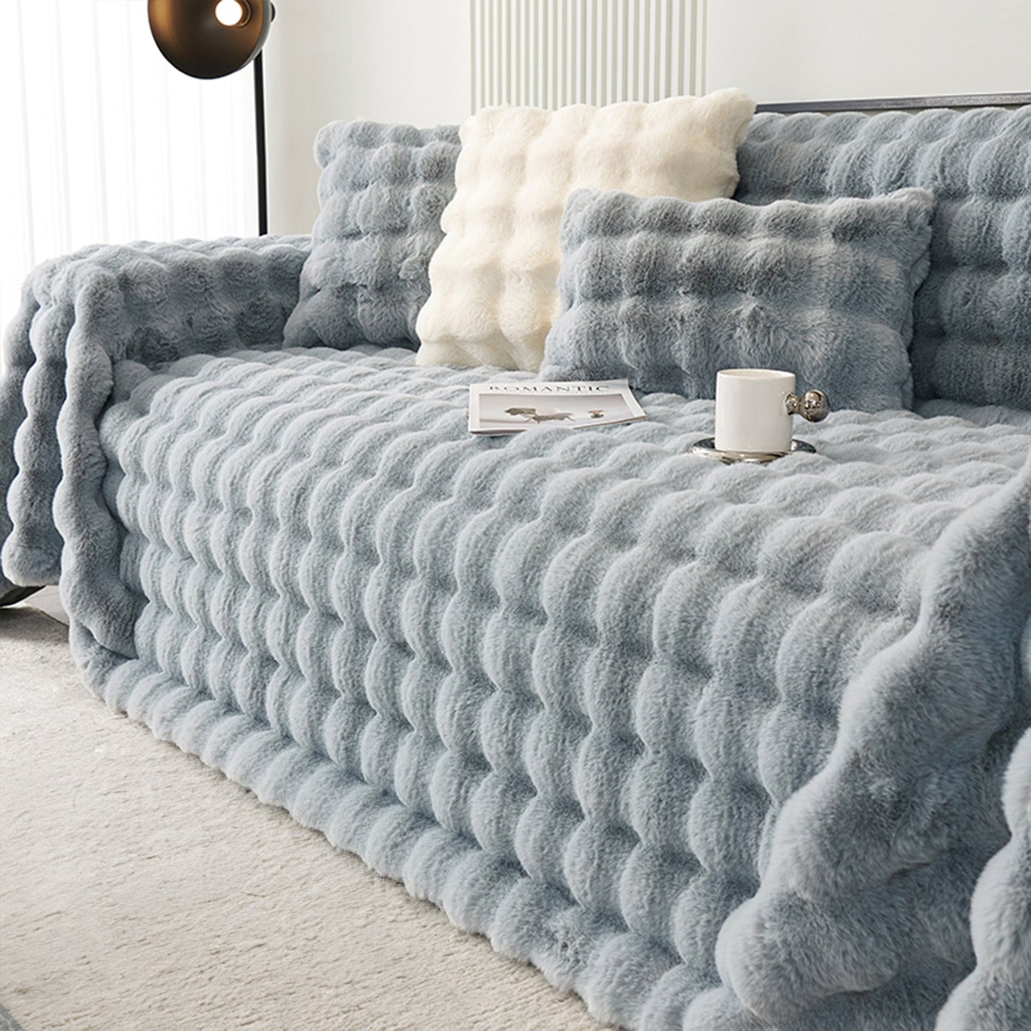 Copridivano in pelliccia sintetica Luxe Ripple