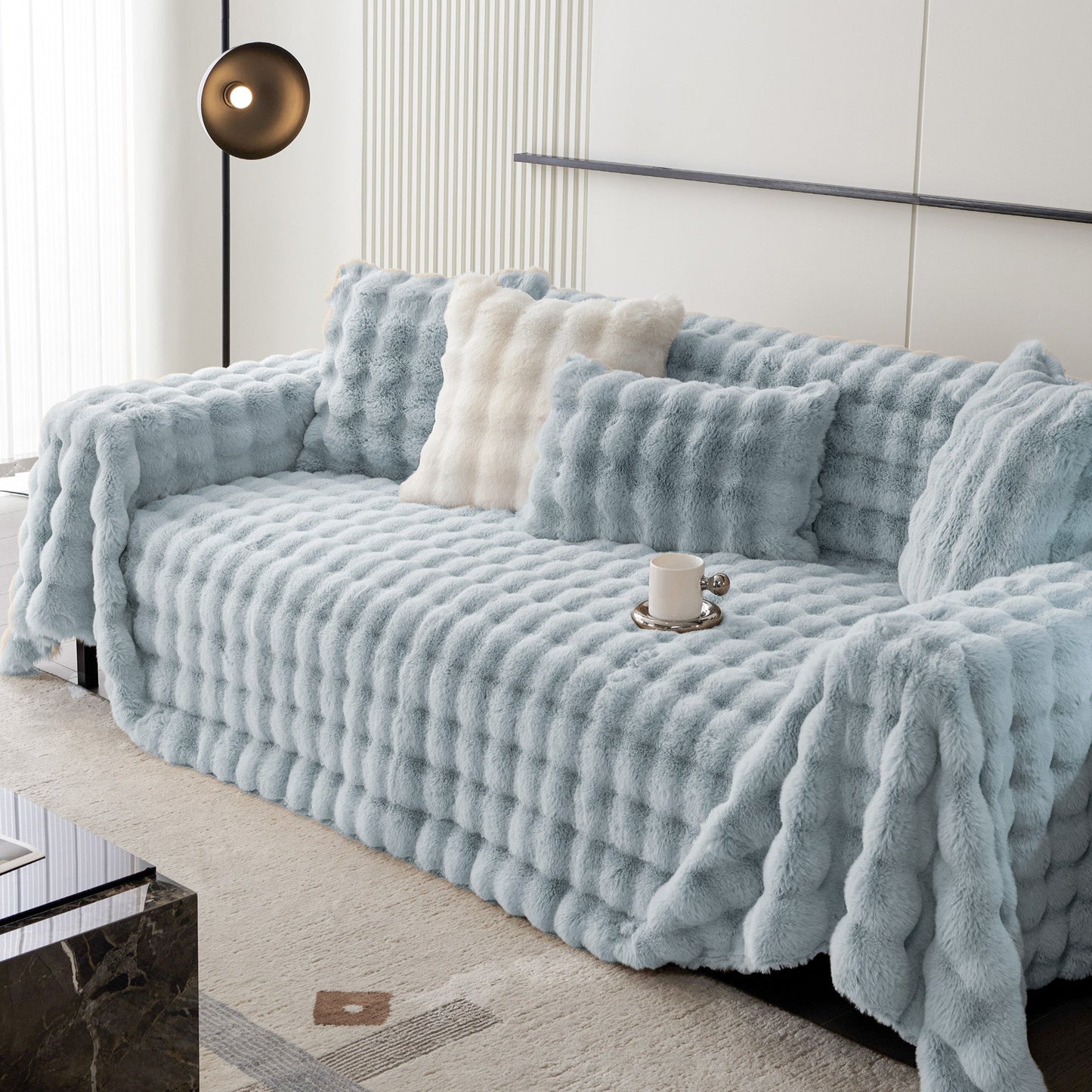 Copridivano in pelliccia sintetica Luxe Ripple