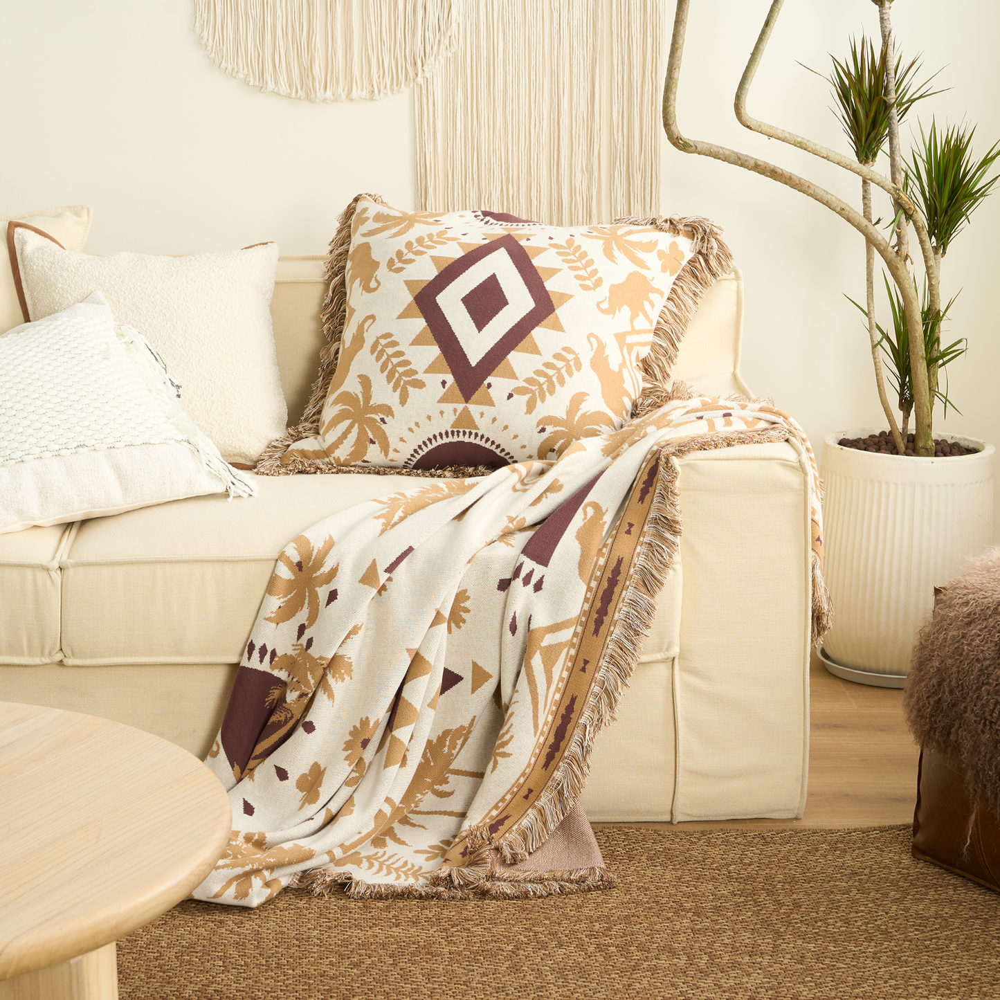 Set Coperta e Copricuscino Boho Azteco