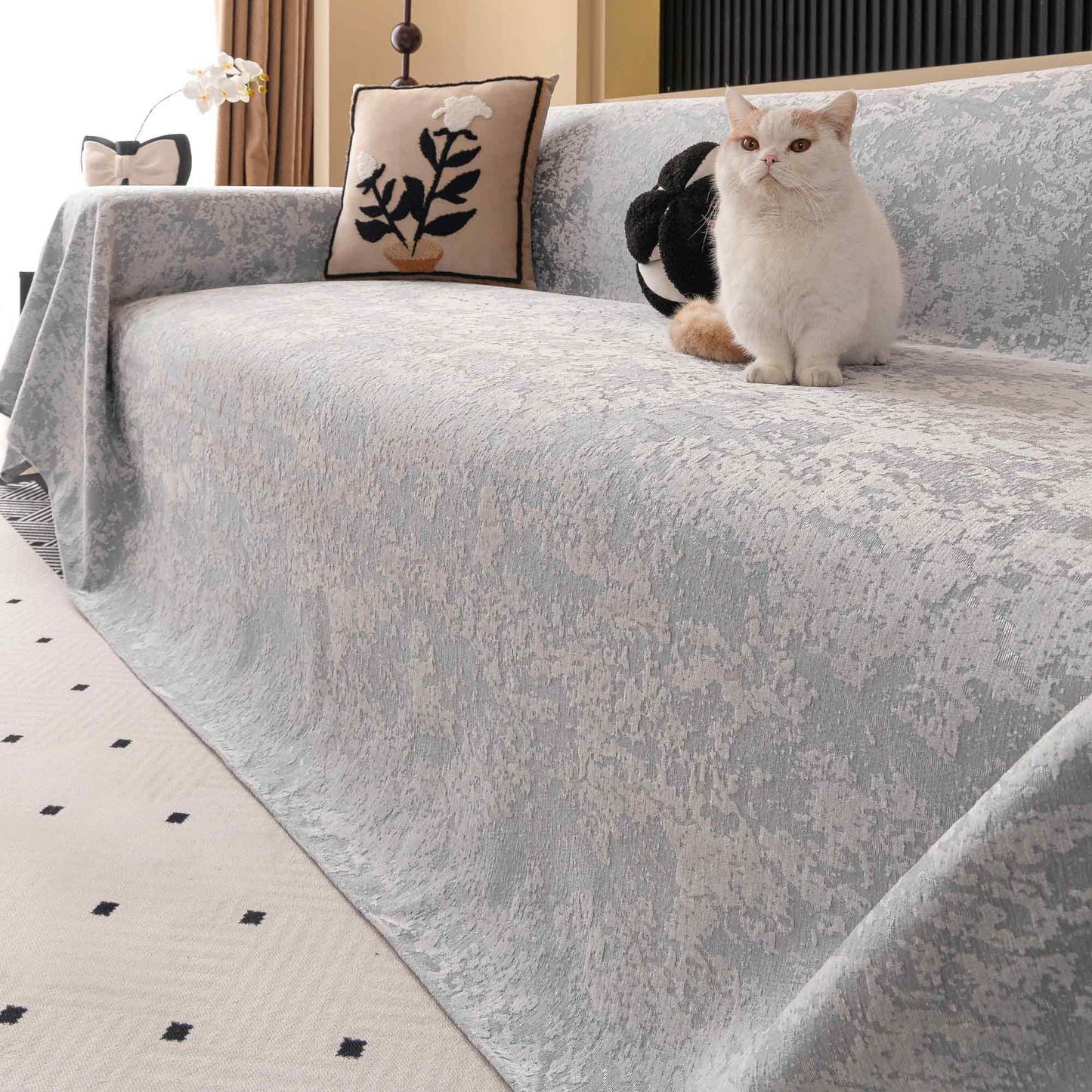 Copridivano moderno in velluto intrecciato, morbido e resistente, adatto agli animali domestici – Protezione minimalista e senza problemi per il divano.
