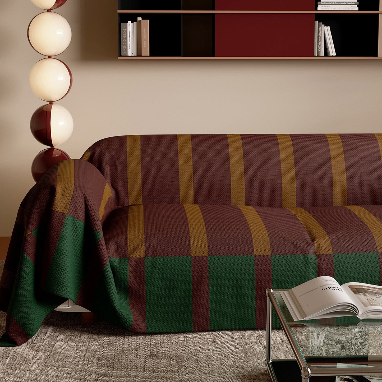 Copridivano moderno a righe Bold, anti-rovesciamento, leggero, elegante, facile da pulire, protezione per un accogliente miglioramento della casa