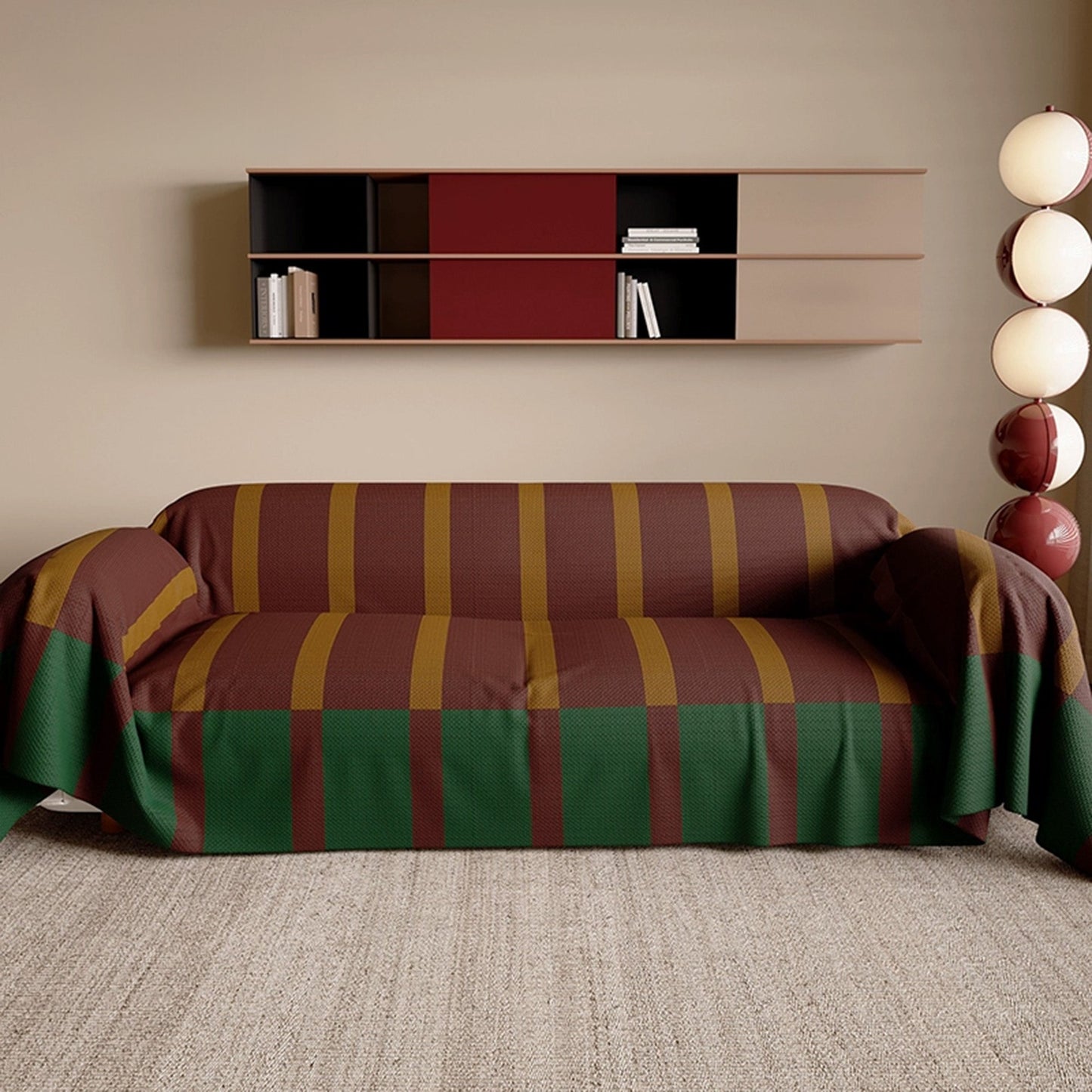Copridivano moderno a righe Bold, anti-rovesciamento, leggero, elegante, facile da pulire, protezione per un accogliente miglioramento della casa