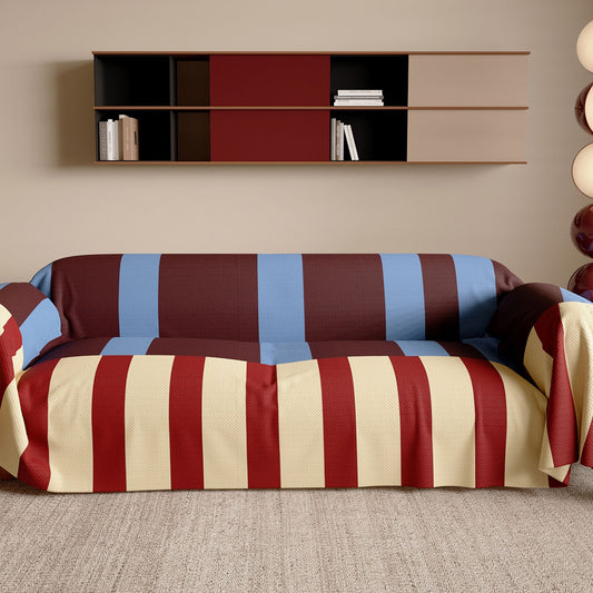 Copridivano moderno a righe Bold, anti-rovesciamento, leggero, elegante, facile da pulire, protezione per un accogliente miglioramento della casa