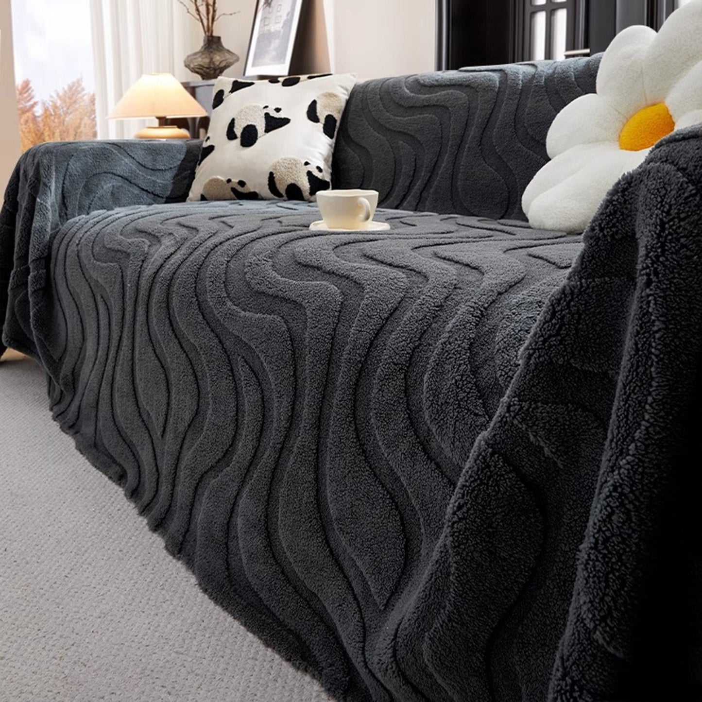 Copridivano estivo antigraffio in peluche ondulato