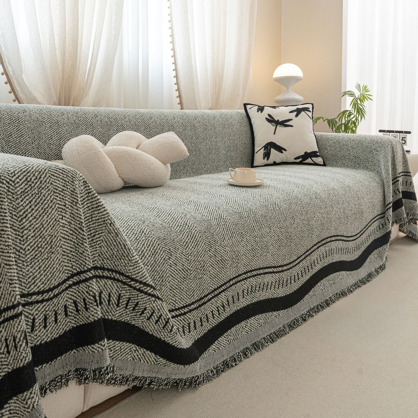 Elegante fodera per divano antigraffio Chevron