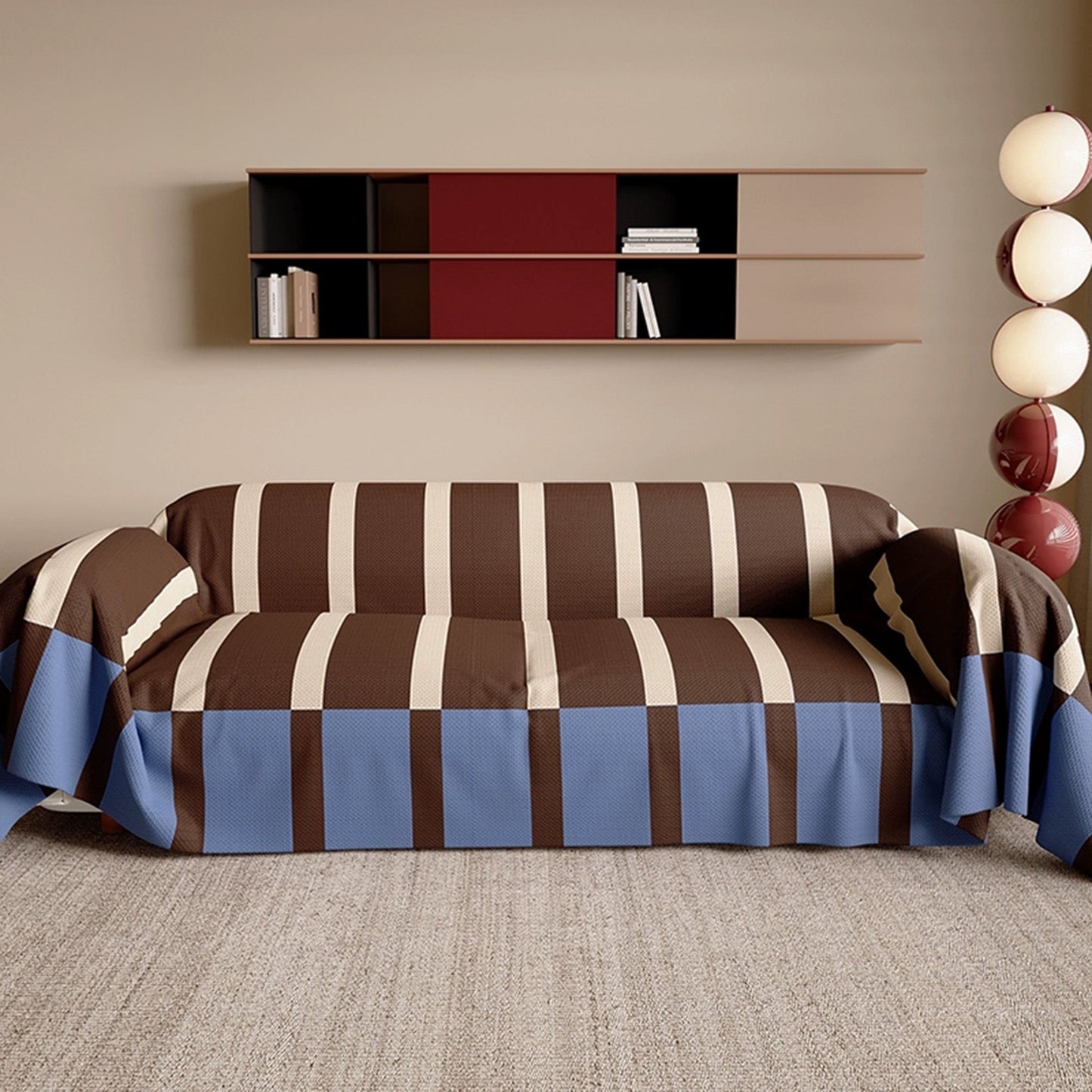 Copridivano moderno a righe Bold, anti-rovesciamento, leggero, elegante, facile da pulire, protezione per un accogliente miglioramento della casa