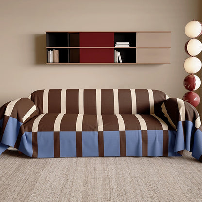 Copridivano moderno a righe Bold, anti-rovesciamento, leggero, elegante, facile da pulire, protezione per un accogliente miglioramento della casa