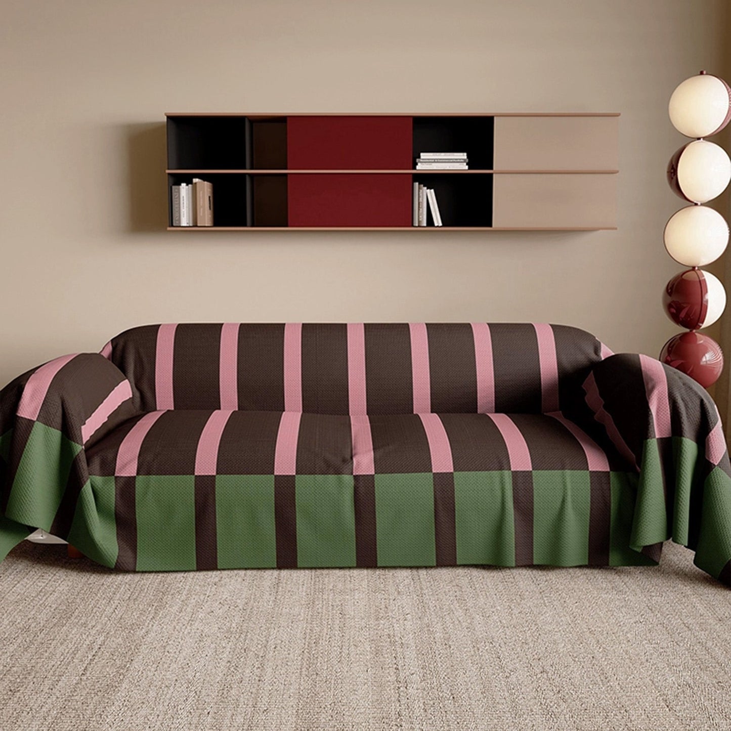 Copridivano moderno a righe Bold, anti-rovesciamento, leggero, elegante, facile da pulire, protezione per un accogliente miglioramento della casa