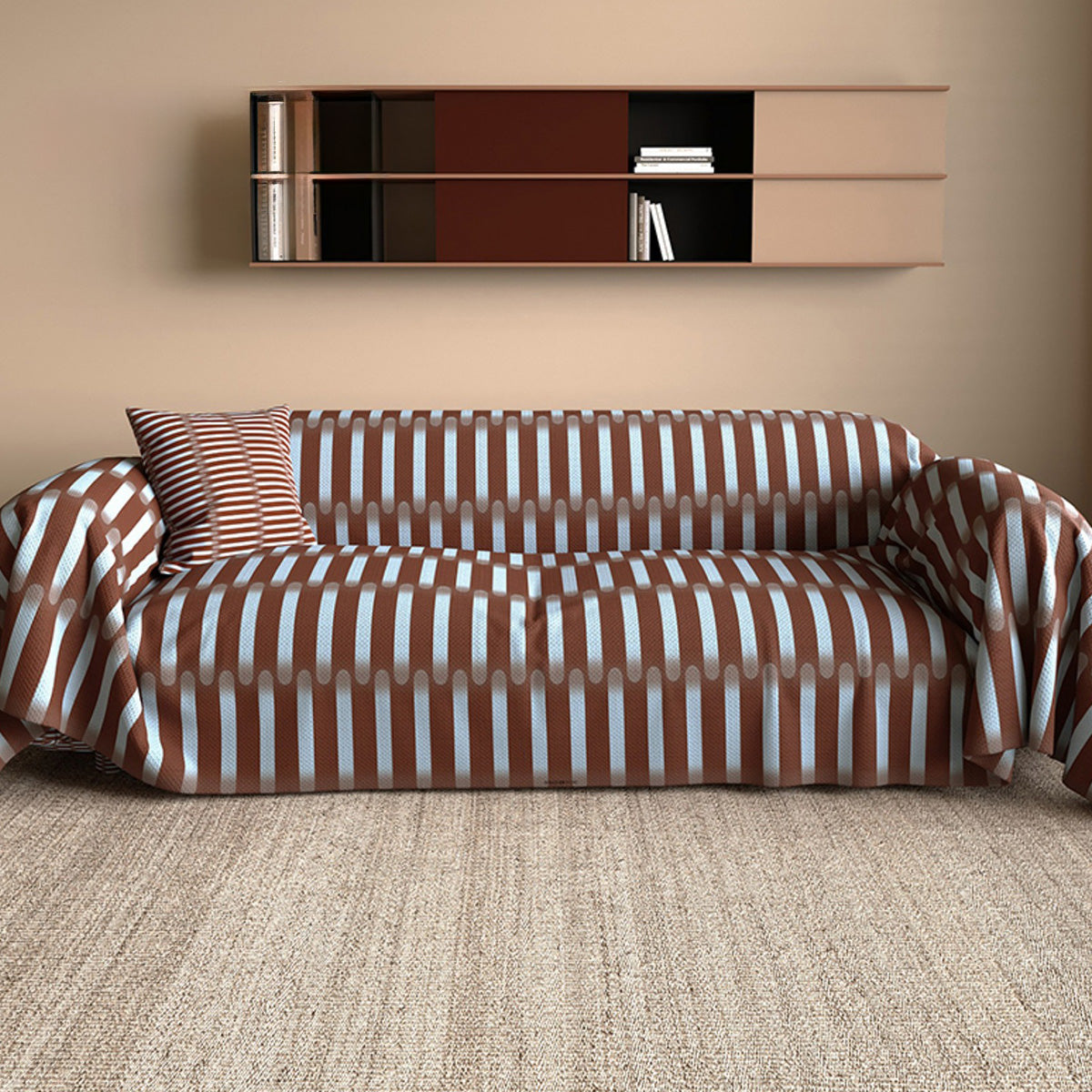 Fodera per divano antigraffio in look lino Retro Ribs