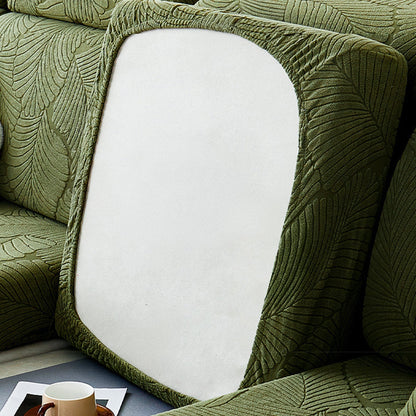 Copridivano elasticizzato in velluto jacquard moderno a foglia – impermeabile, a prova di animali domestici, design avvolgente