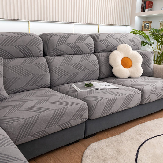 Copridivano elasticizzato ChevronEase Jacquard – Protezione completa antigraffio per animali domestici