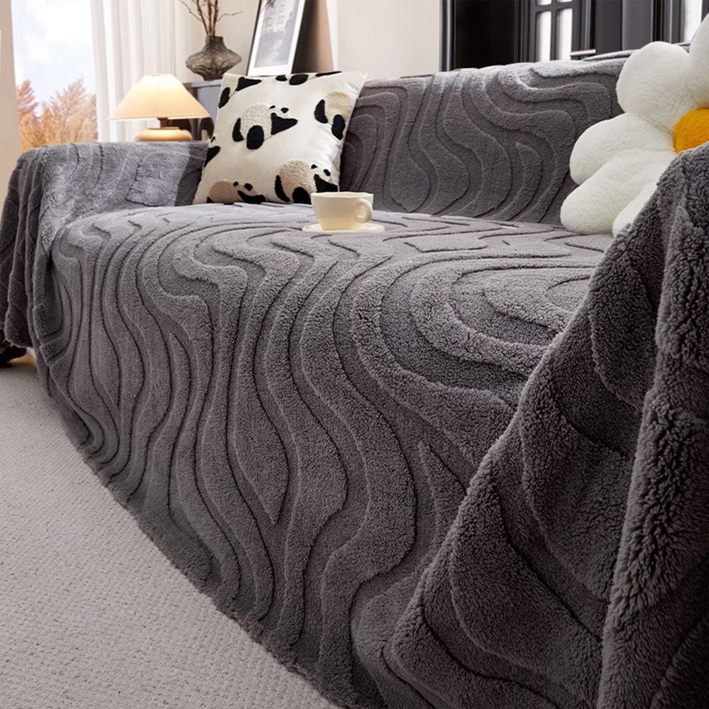 Copridivano estivo antigraffio in peluche ondulato