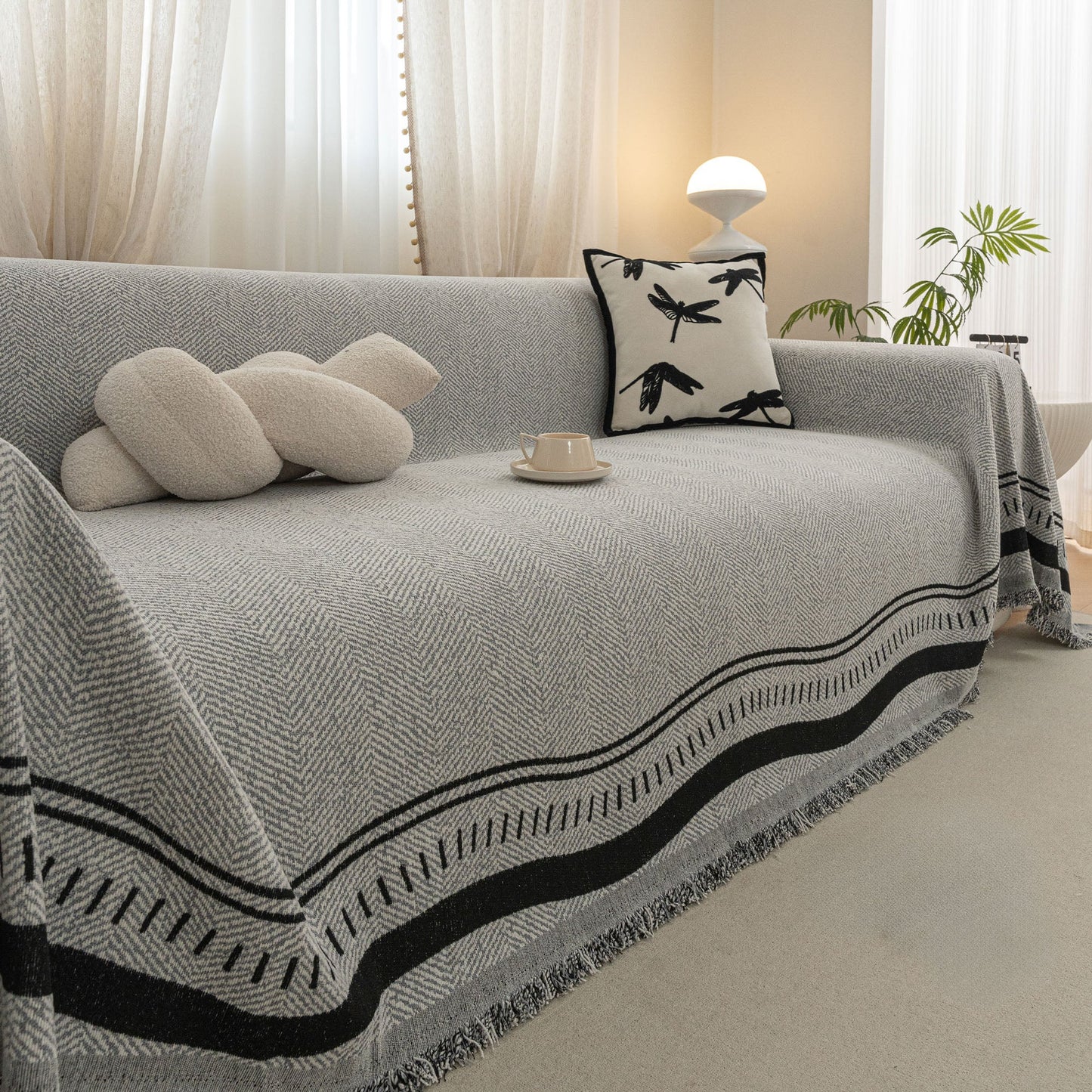 Elegante fodera per divano antigraffio Chevron