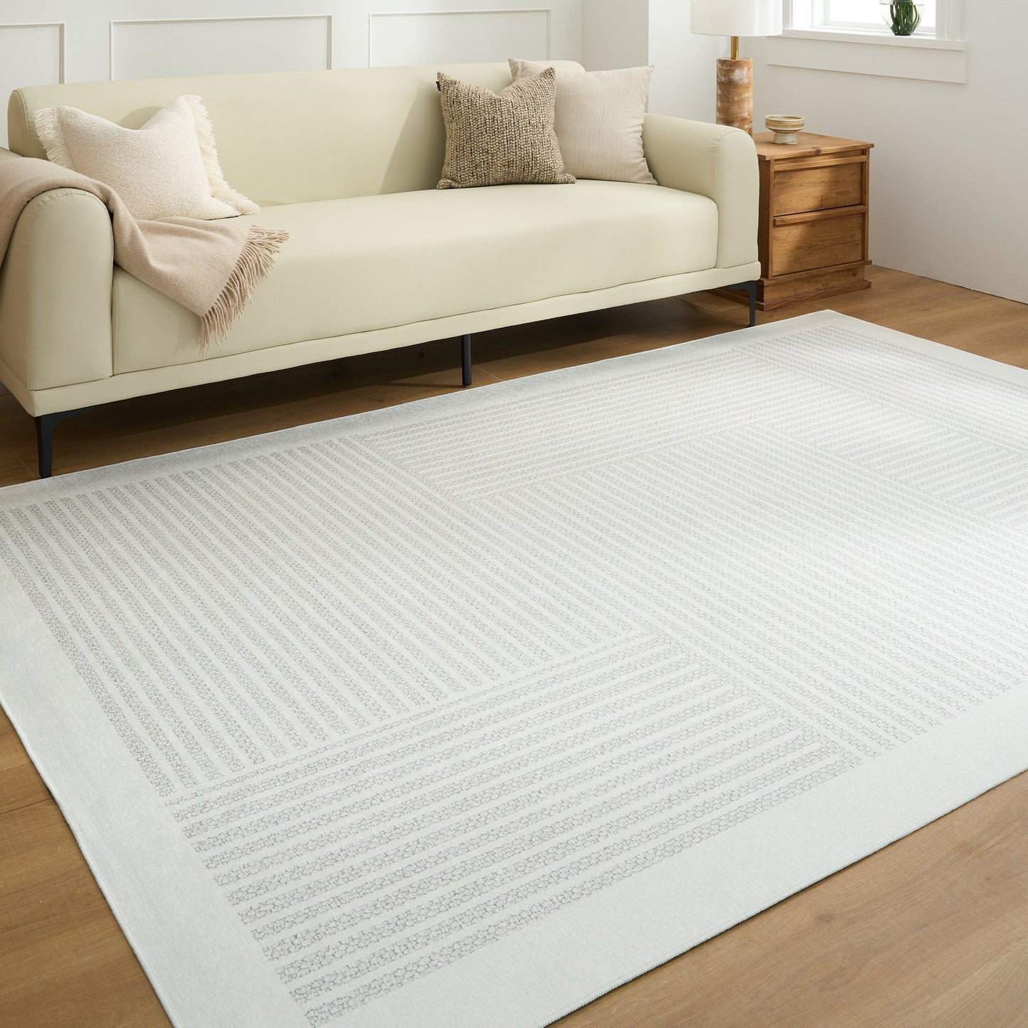 Tappeto lavabile facile da pulire, motivo a strisce astratte strutturate, design intrecciato, resistente, anti-rovesciamento, adatto agli animali domestici, antiscivolo, per soggiorno