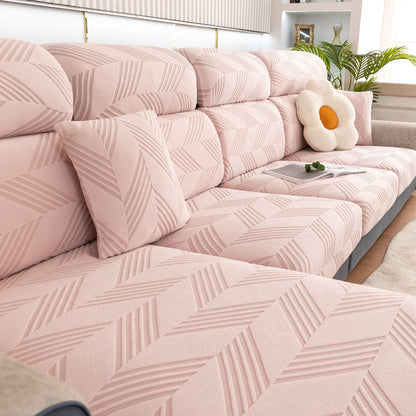 Copridivano elasticizzato ChevronEase Jacquard – Protezione completa antigraffio per animali domestici