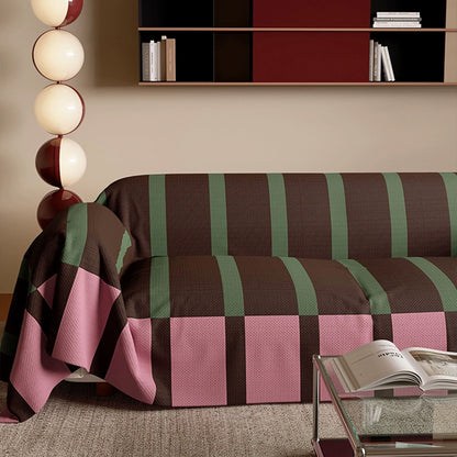 Copridivano moderno a righe Bold, anti-rovesciamento, leggero, elegante, facile da pulire, protezione per un accogliente miglioramento della casa