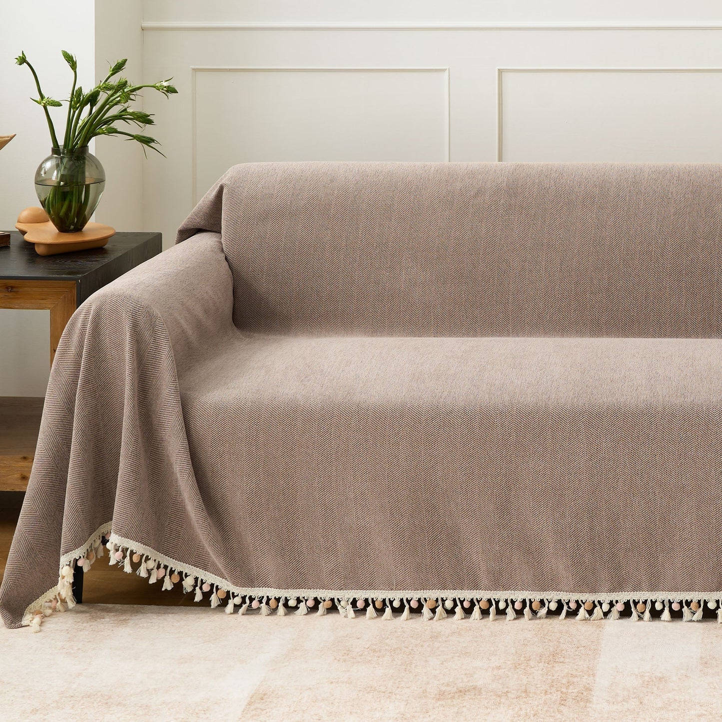 Copridivano Zig Zag con Frange di Lusso adatto agli animali domestici