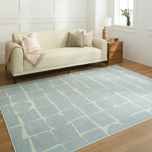 Tappeto lavabile facile da pulire, minimalista, neutro, astratto, con motivo a mosaico, resistente, anti-rovesciamento, adatto agli animali domestici, antiscivolo, per il soggiorno