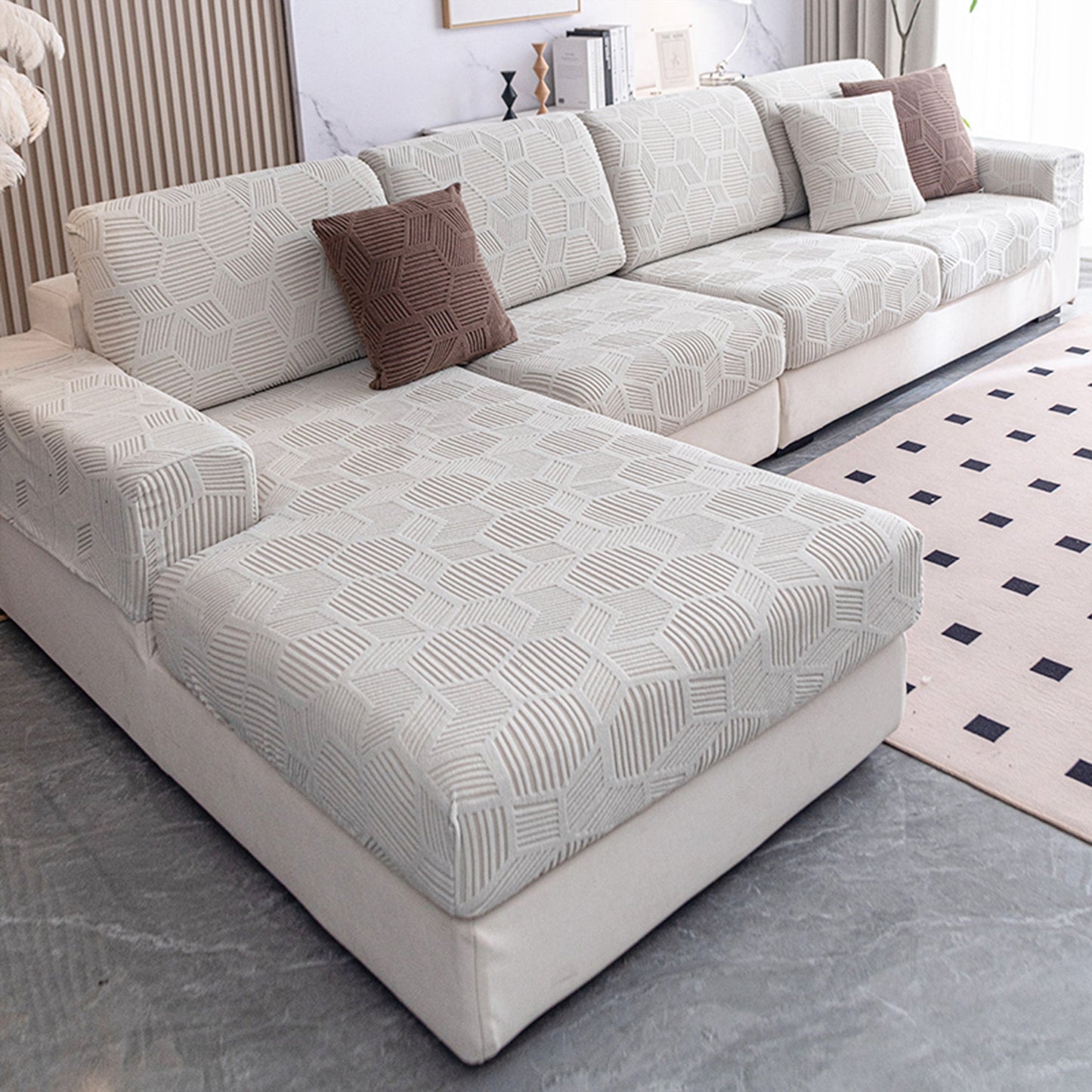 Copridivano elasticizzato in jacquard a nido d'ape resistente all'acqua - Protezione completa per divano adatta agli animali domestici
