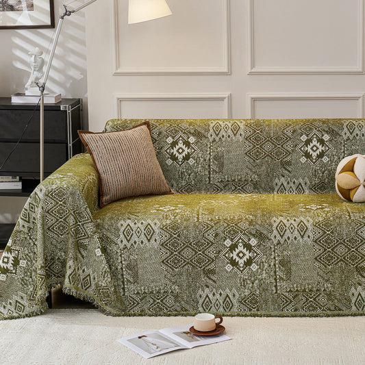 Copridivano vintage minimalista multiuso, con motivo tribale gemometrico, in colori pastello tenui, adatto agli animali domestici