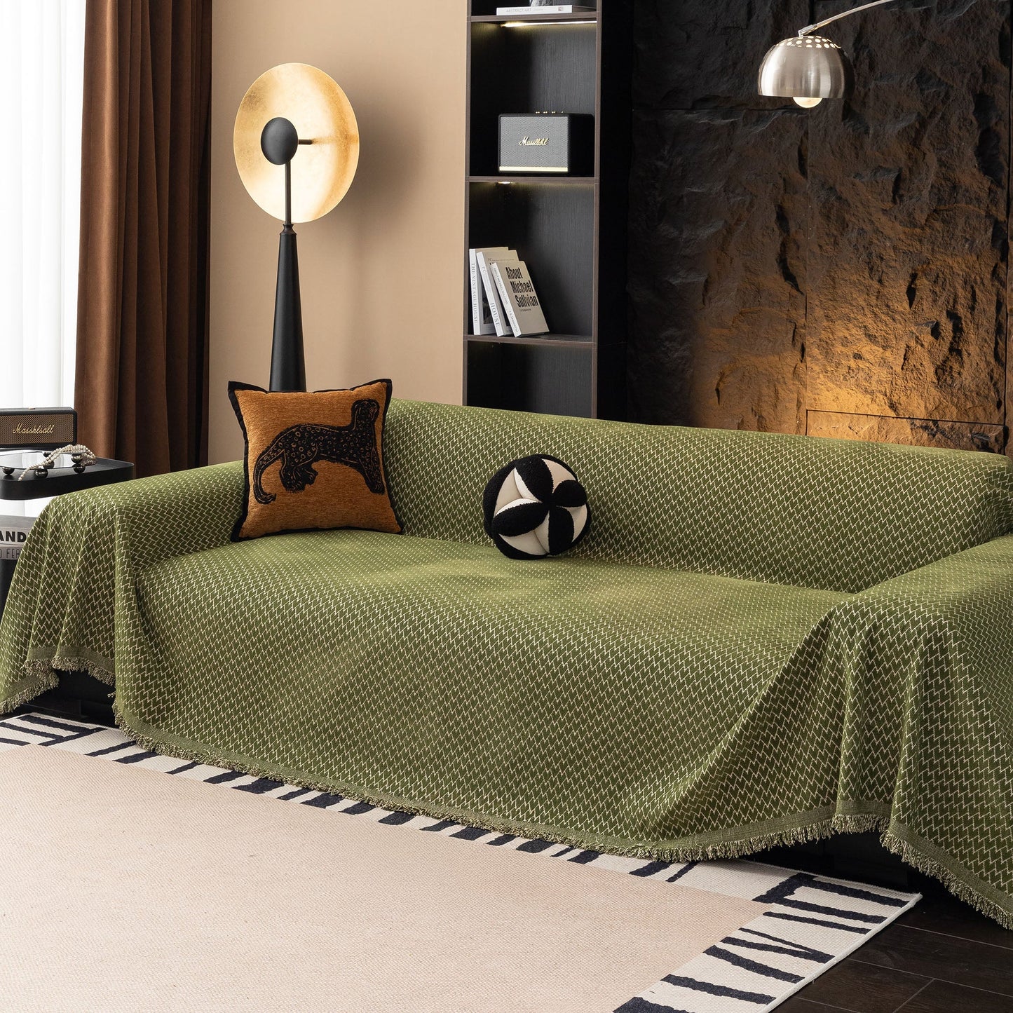 Copridivano in peluche con motivo Urban Weave, resistente e adatto agli animali domestici, di alta qualità, tessuto, lavabile in lavatrice, minimalista, multiuso.