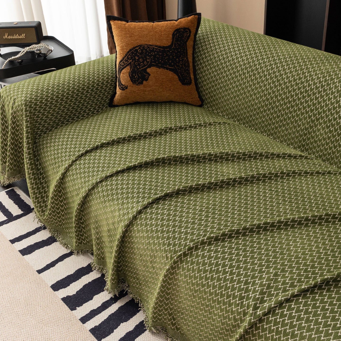 Copridivano in peluche con motivo Urban Weave, resistente e adatto agli animali domestici, di alta qualità, tessuto, lavabile in lavatrice, minimalista, multiuso.