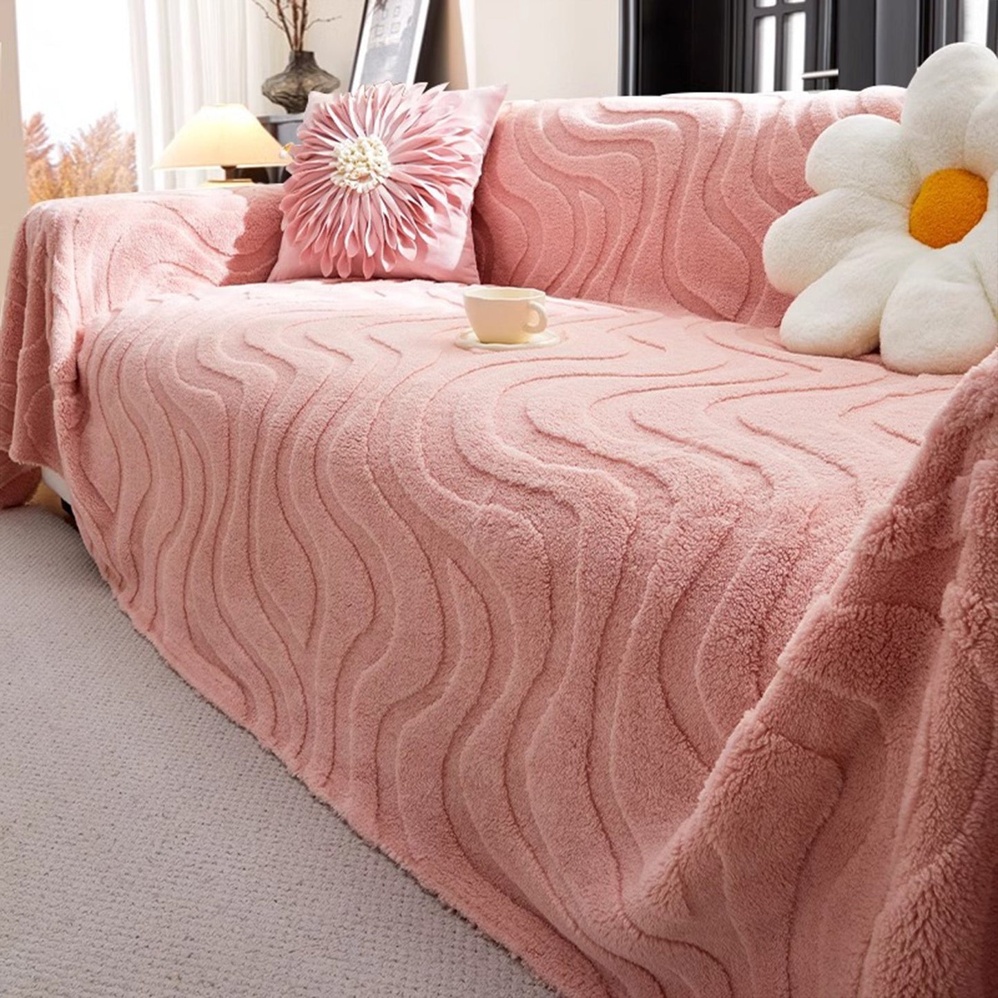 Copridivano estivo antigraffio in peluche ondulato