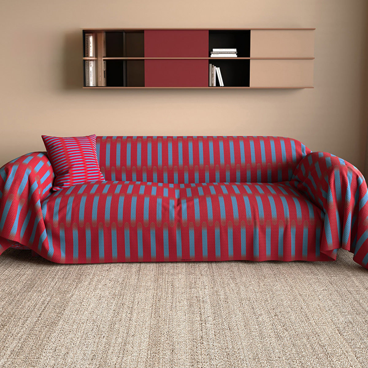 Fodera per divano antigraffio in look lino Retro Ribs