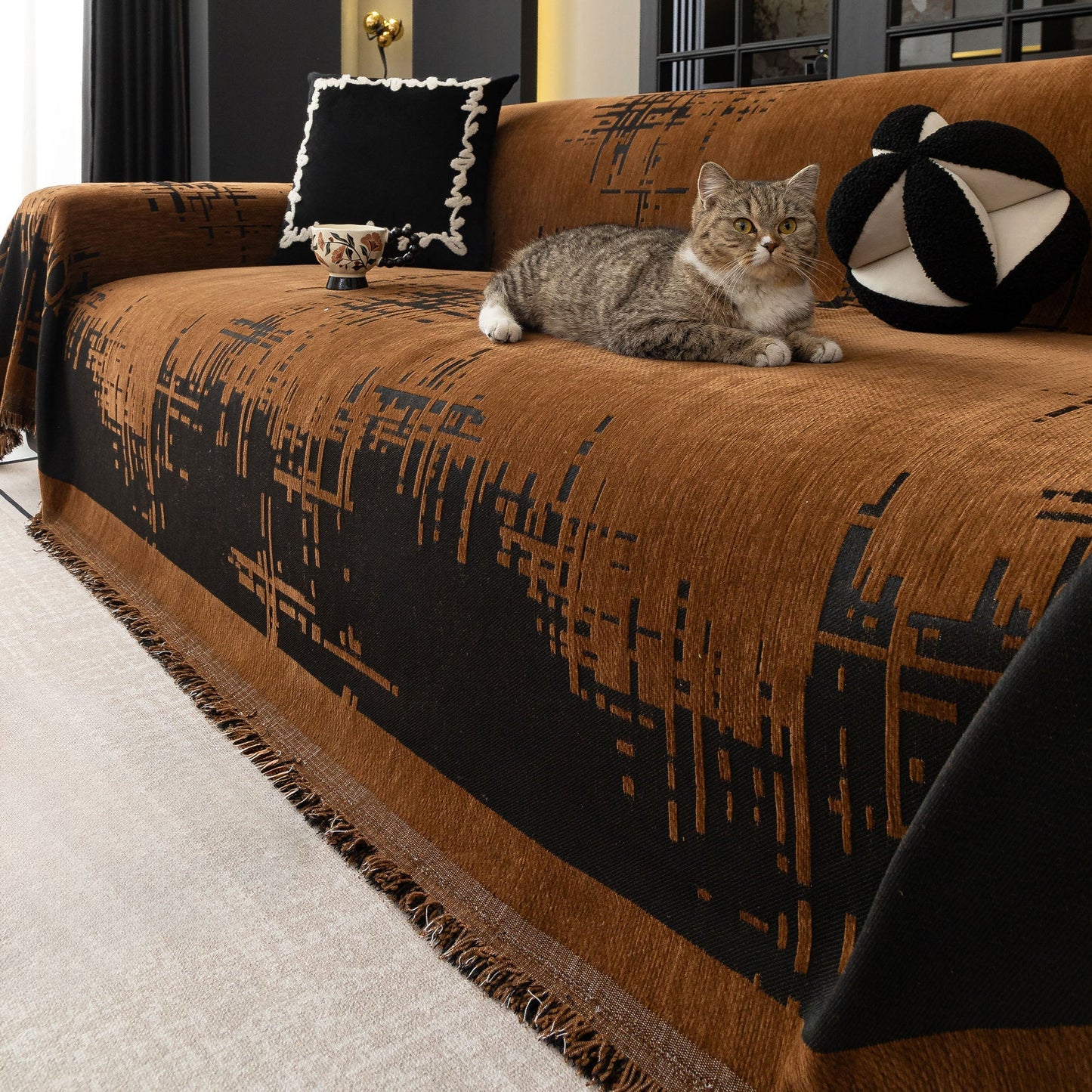 Copridivano minimalista multiuso Soft City Plush Pet-Friendly – Copridivano in tessuto lavabile in lavatrice