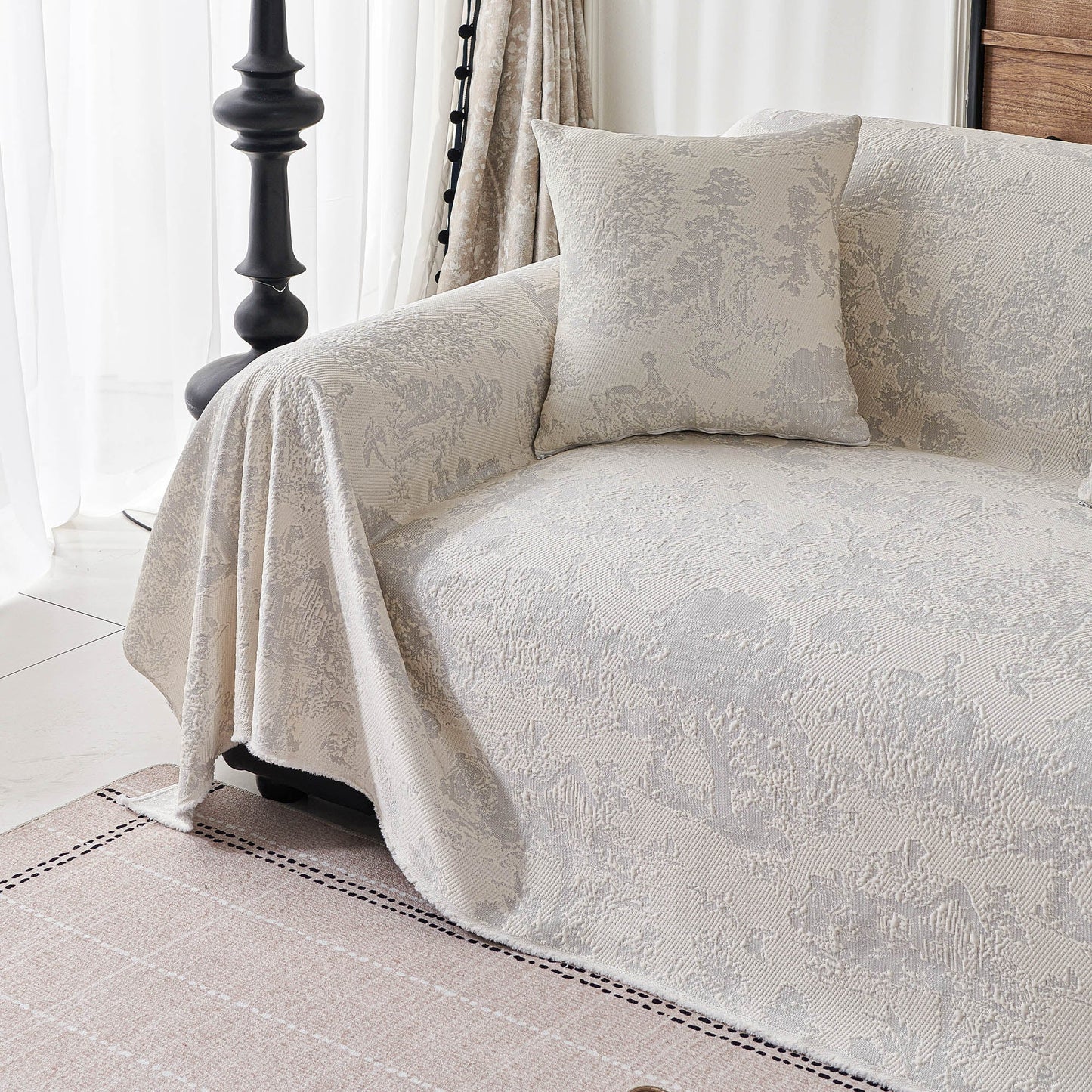 Copridivano multiuso, impermeabile, facile da pulire, con motivo floreale pastello, elegante e traspirante, per un accogliente miglioramento della casa